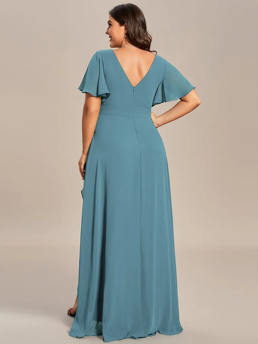 Charming Chiffon Bridesmaid Dress with Lotus Leaf Hemline