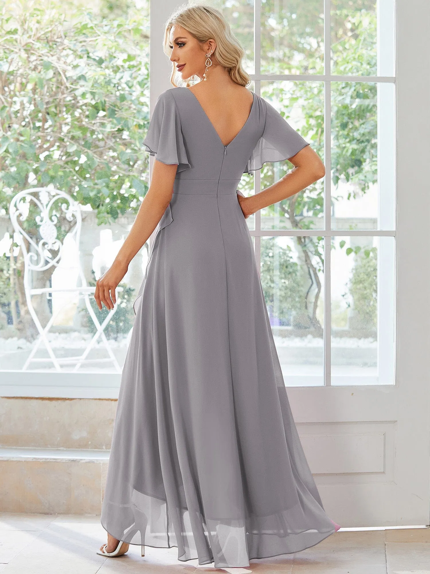 Charming Chiffon Bridesmaid Dress with Lotus Leaf Hemline