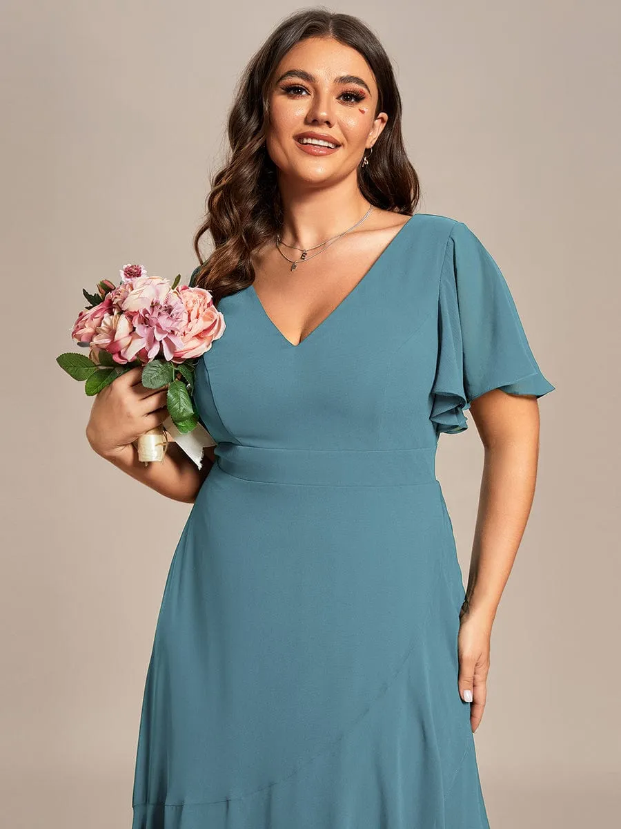 Charming Chiffon Bridesmaid Dress with Lotus Leaf Hemline