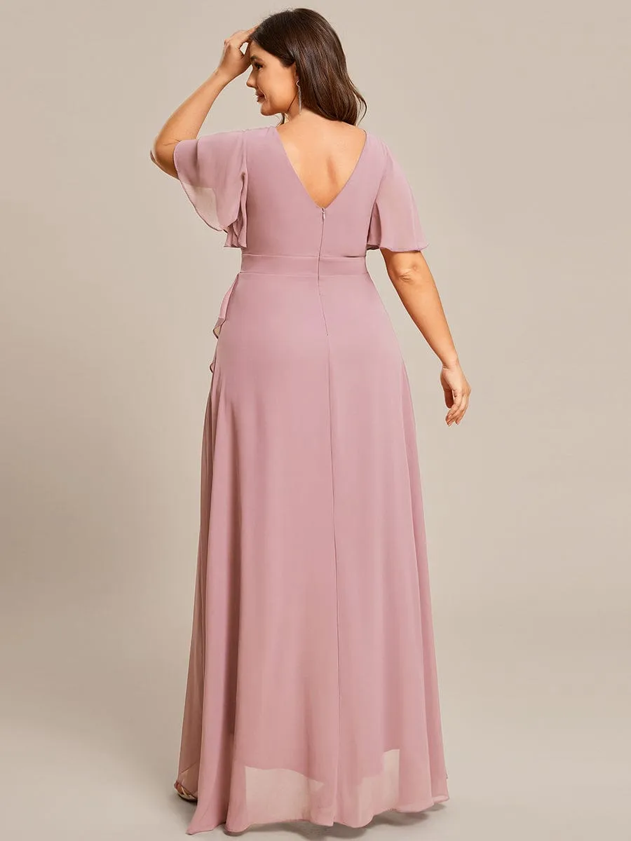 Charming Chiffon Bridesmaid Dress with Lotus Leaf Hemline