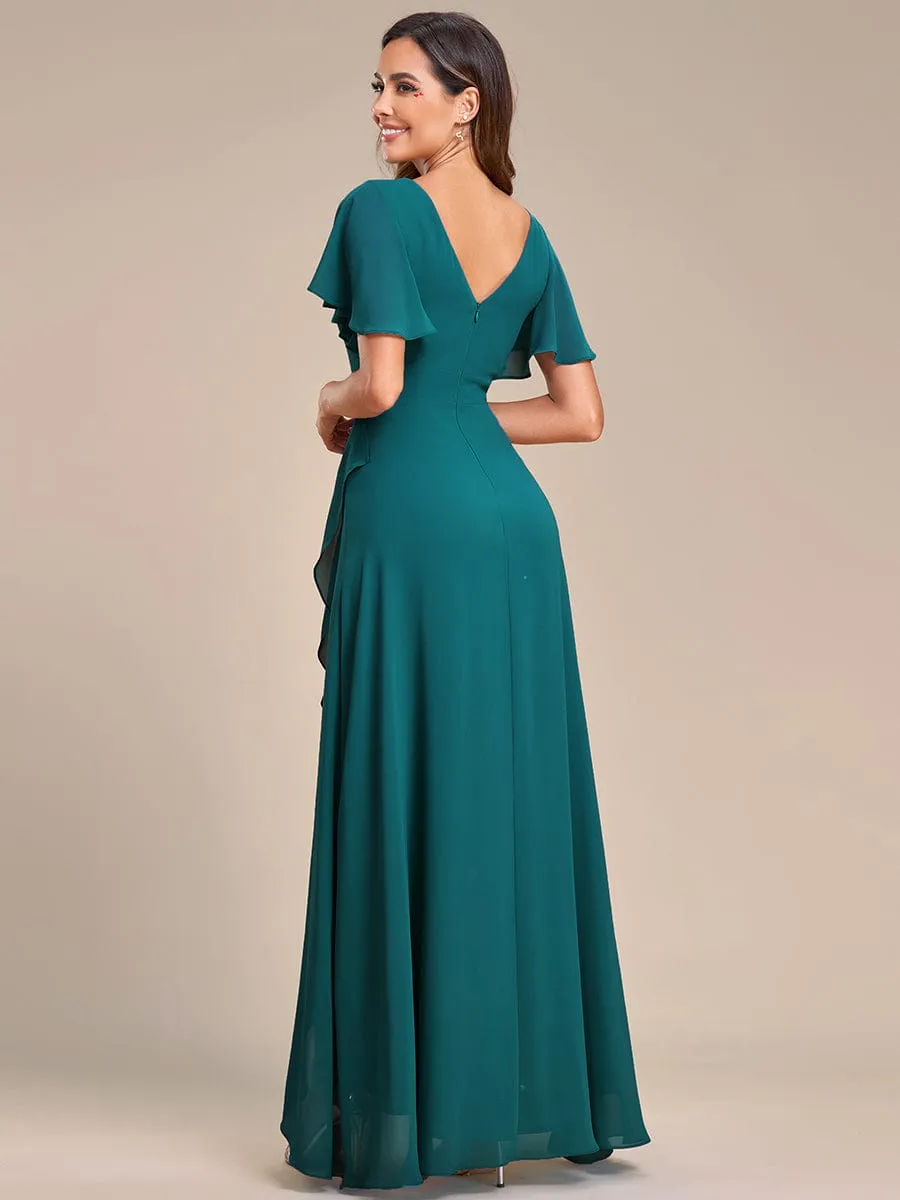 Charming Chiffon Bridesmaid Dress with Lotus Leaf Hemline