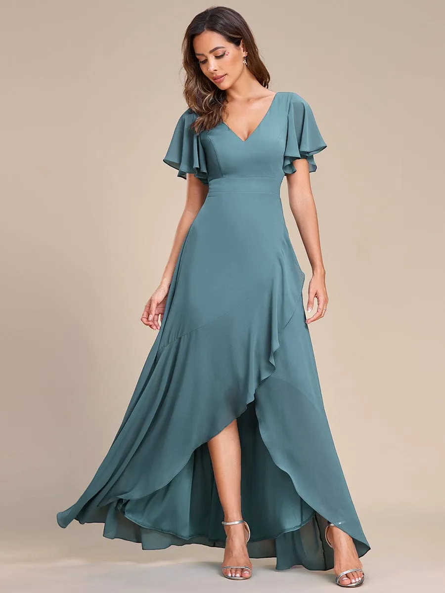 Charming Chiffon Bridesmaid Dress with Lotus Leaf Hemline