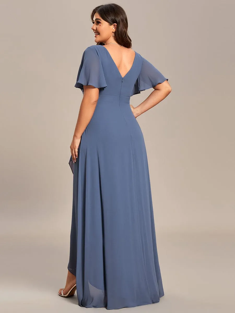 Charming Chiffon Bridesmaid Dress with Lotus Leaf Hemline