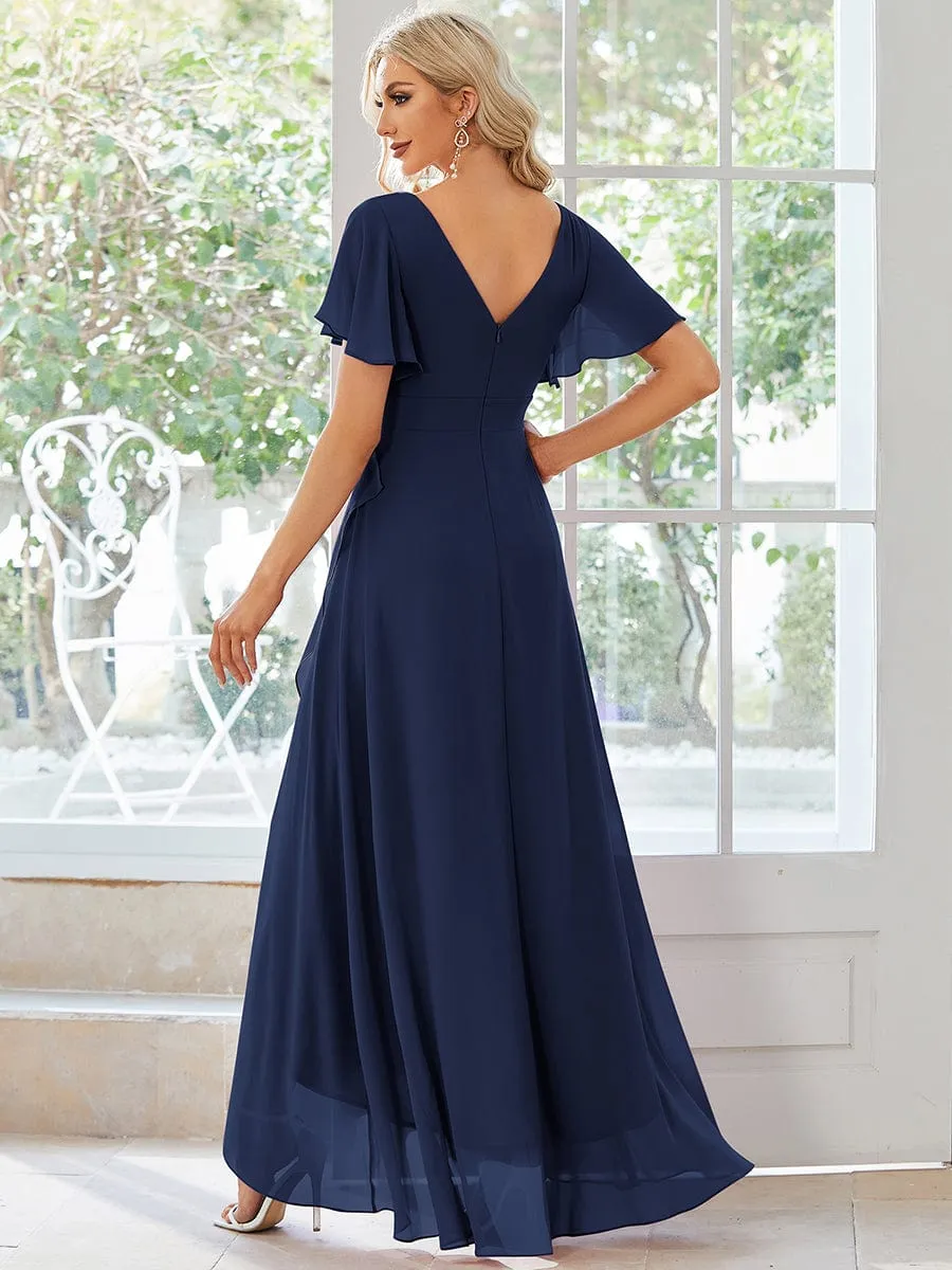 Charming Chiffon Bridesmaid Dress with Lotus Leaf Hemline