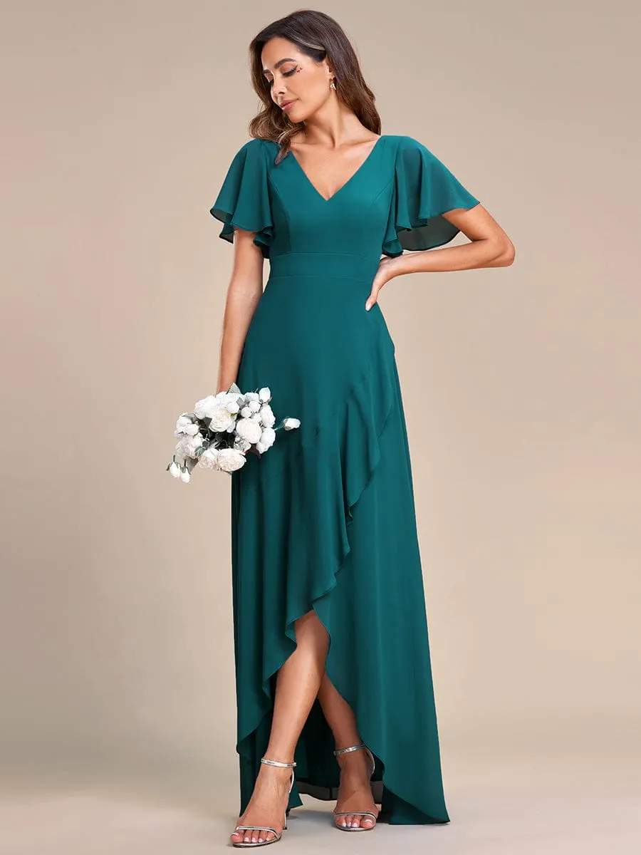 Charming Chiffon Bridesmaid Dress with Lotus Leaf Hemline