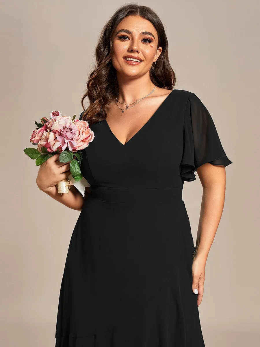 Charming Chiffon Bridesmaid Dress with Lotus Leaf Hemline