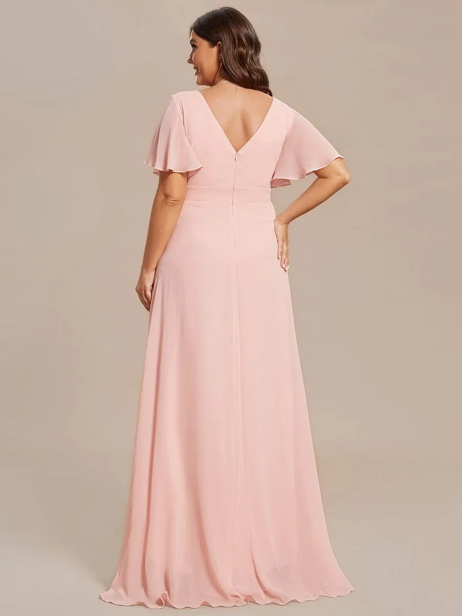 Charming Chiffon Bridesmaid Dress with Lotus Leaf Hemline