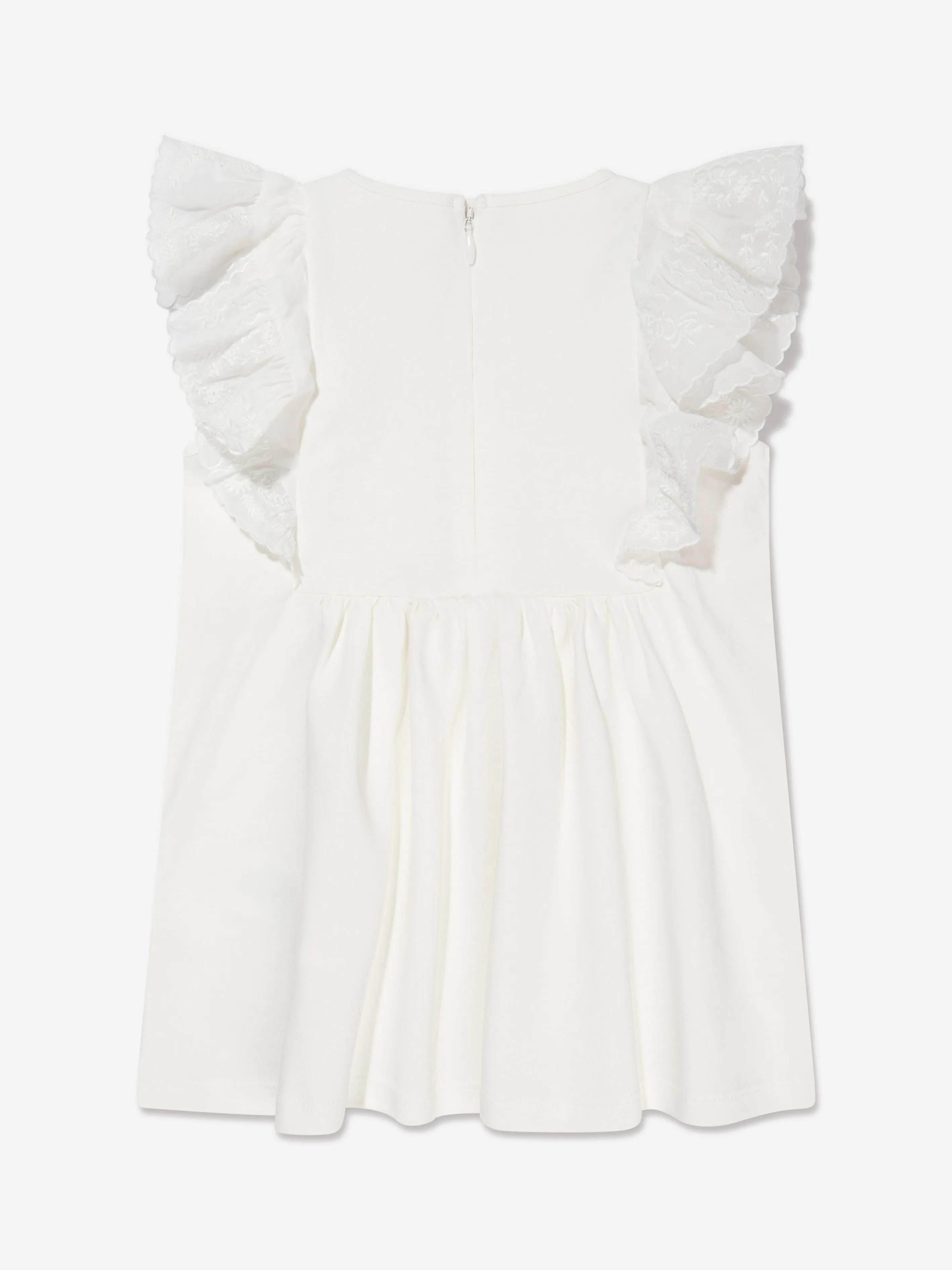 Chloé Baby Girls Organic Cotton Embroidered Dress in Ivory