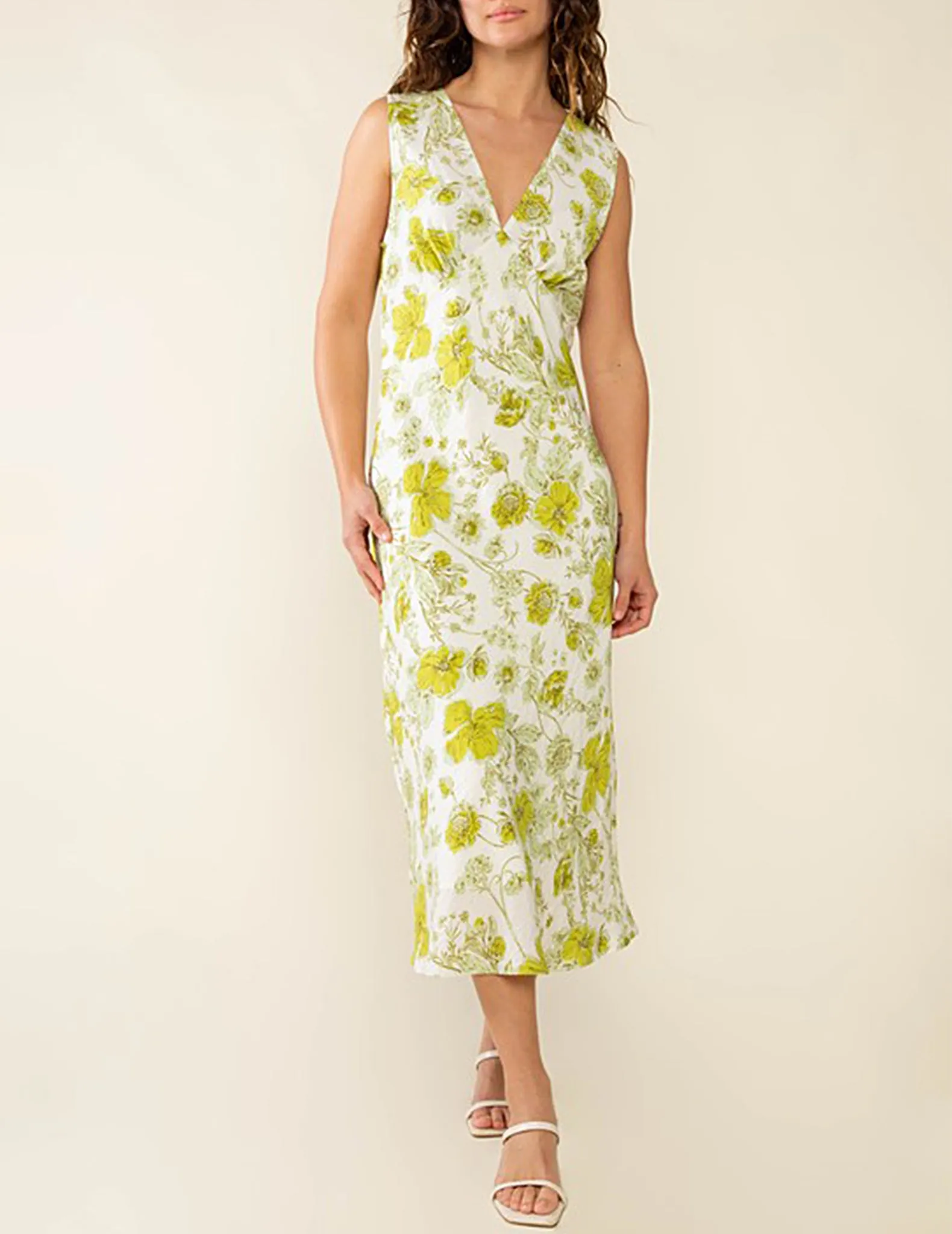 Clara Plunging Bias Cut Floral Dress