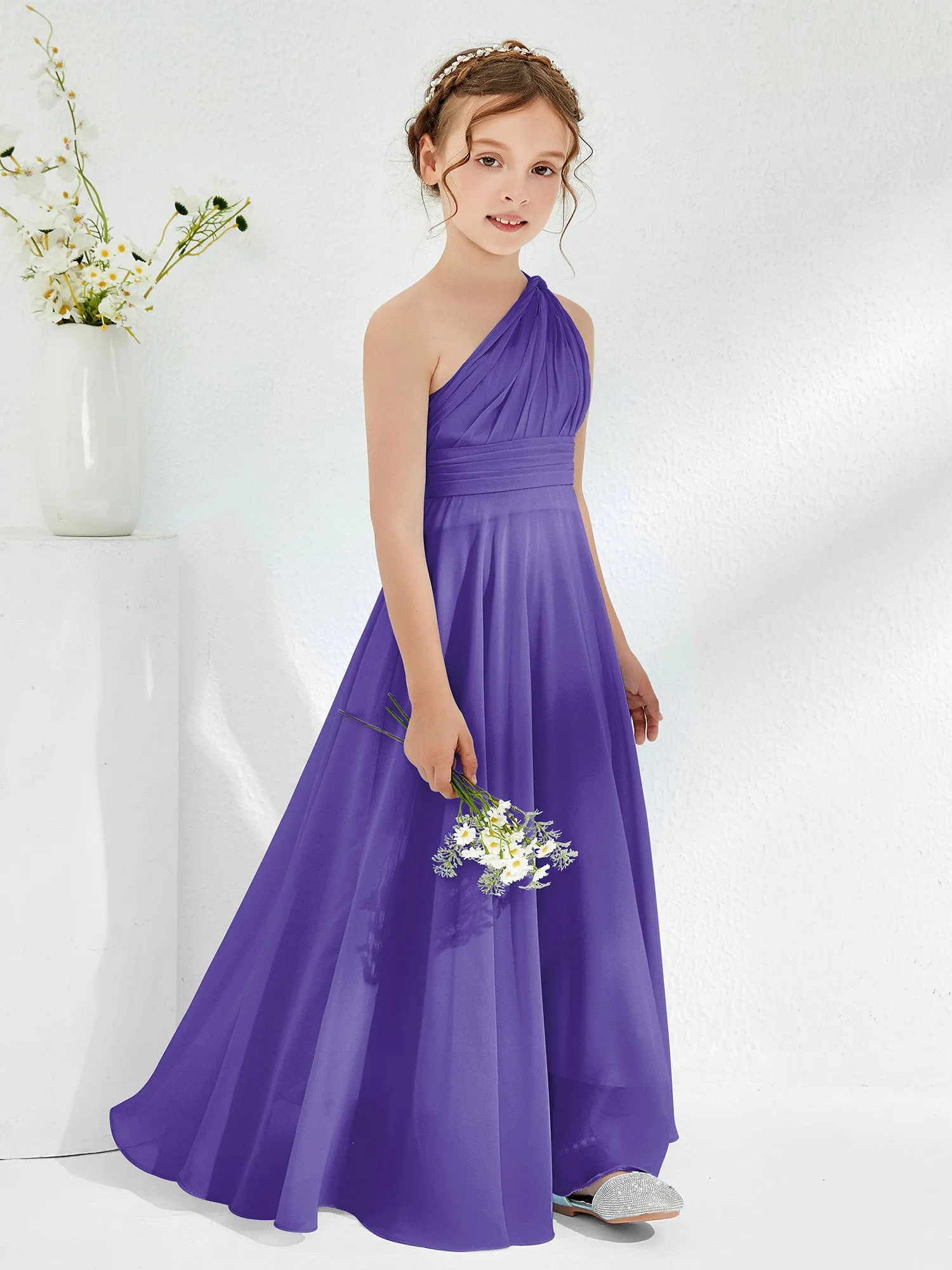 Cute One Shoulder  A-line Junior Bridesmaid Dresses Regency