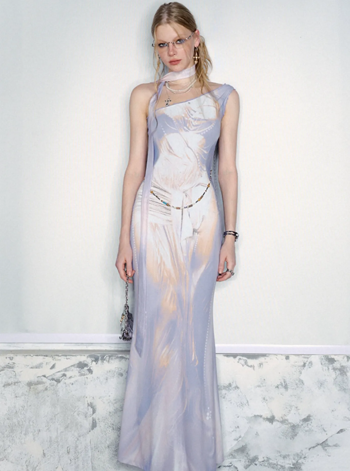 Ethereal Watercolor Two-Piece Gown Set