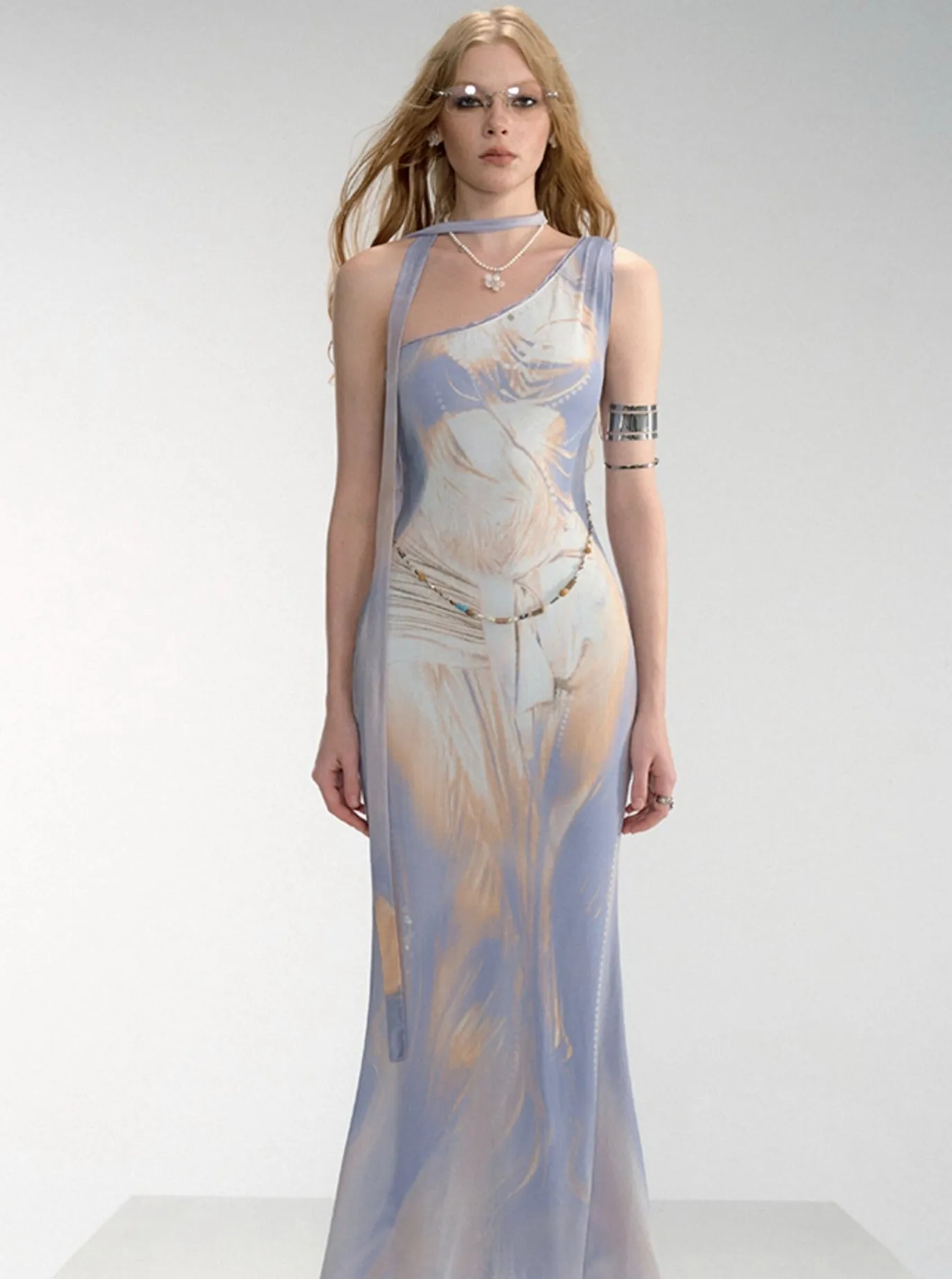 Ethereal Watercolor Two-Piece Gown Set