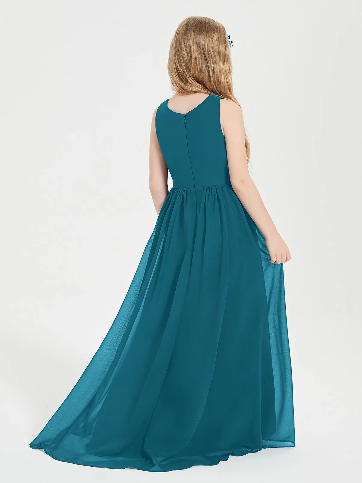 Exquisite Asymmetrical Junior Bridesmaid Dresses Scoop Neck Ink Blue