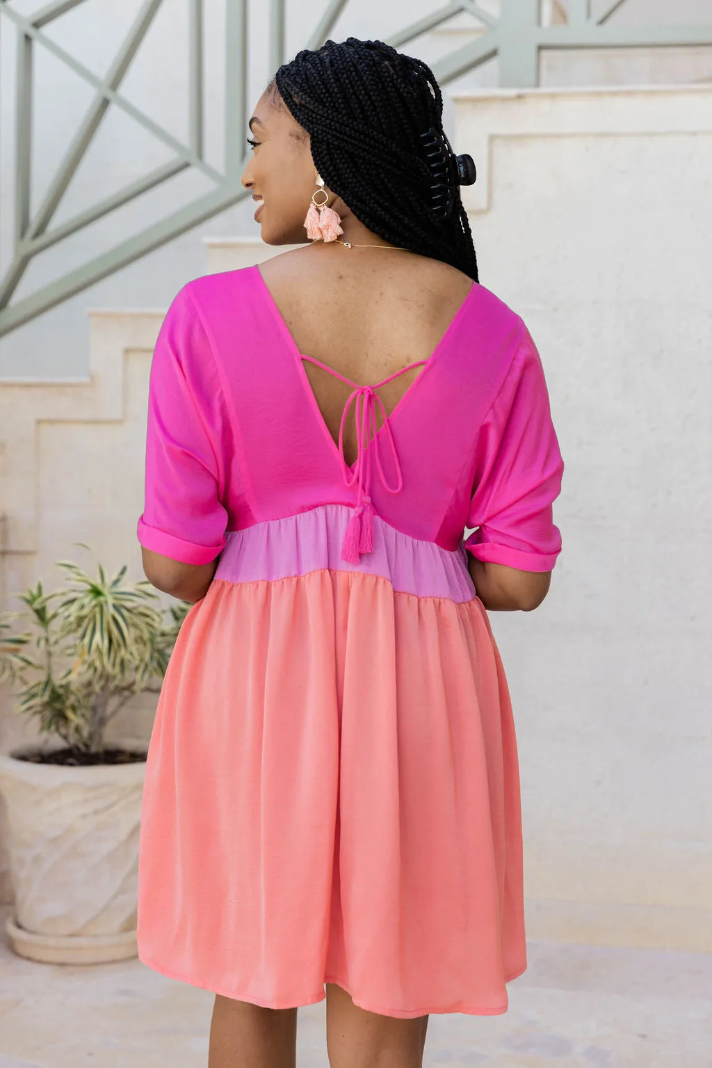 Feeling So Sweet Pink and Orange Colorblock Mini Dress FINAL SALE