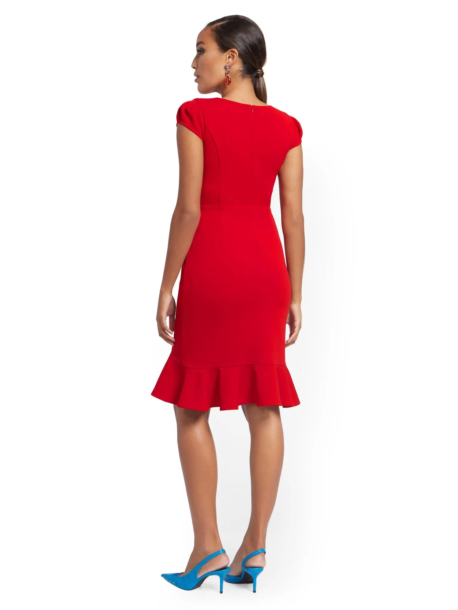 Flounce-Hem Sheath Dress - Magic Crepe®