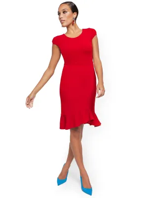 Flounce-Hem Sheath Dress - Magic Crepe®