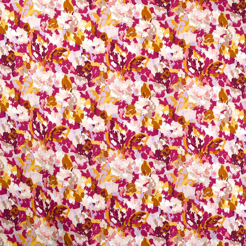 Églantine & Zoé Belle Artistic Floral Rayon Poplin Magenta/Lavender