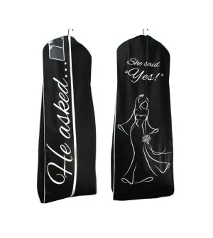 He Asked She Said Yes Black Garment Bag