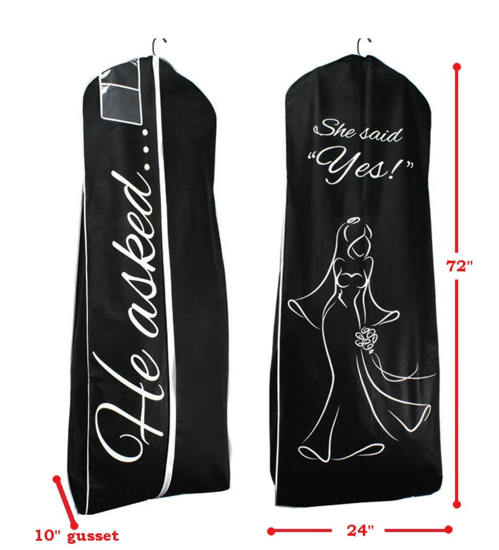 He Asked She Said Yes Black Garment Bag