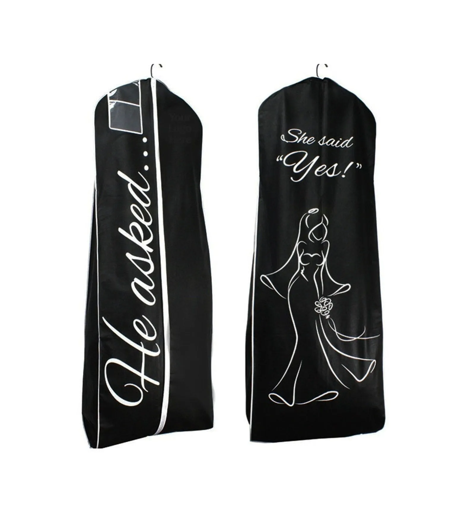 He Asked She Said Yes Black Garment Bag