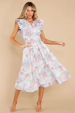 Humble Yourself Blue Multi Floral Midi Dress