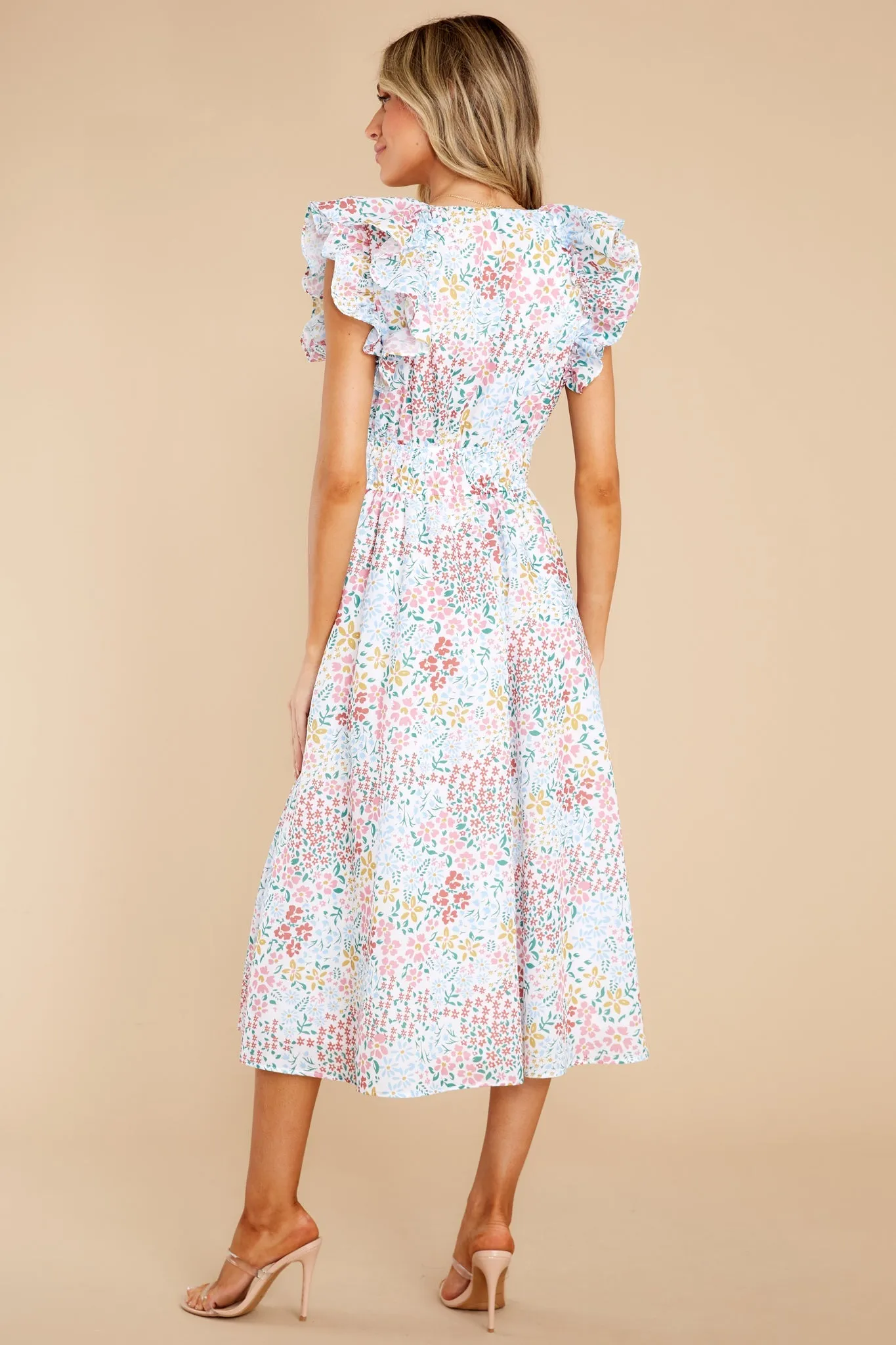 Humble Yourself Blue Multi Floral Midi Dress