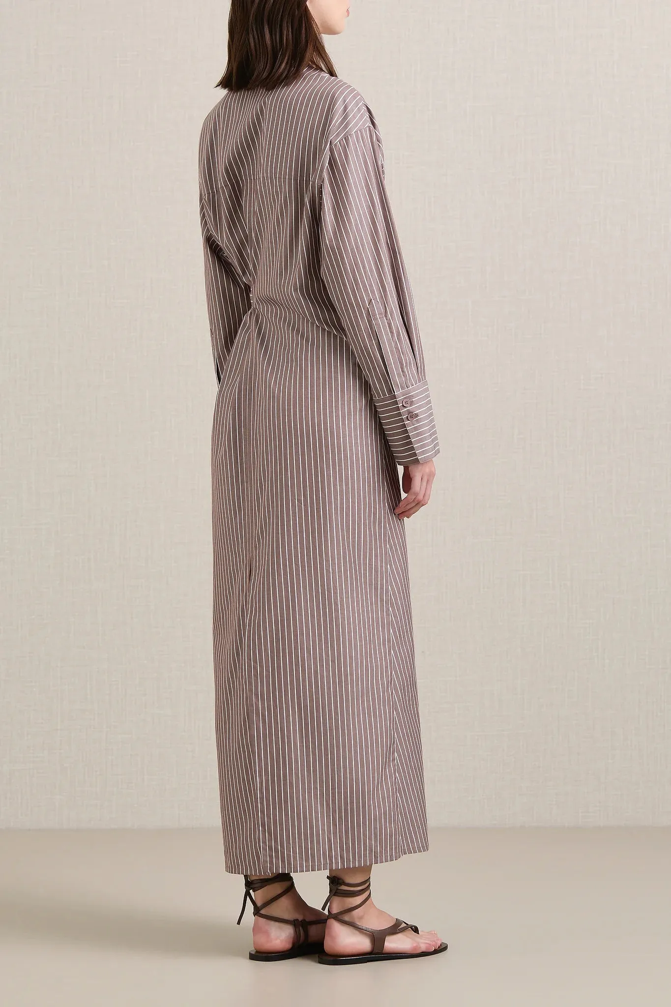 Huxem Dress in Mocha Stripe