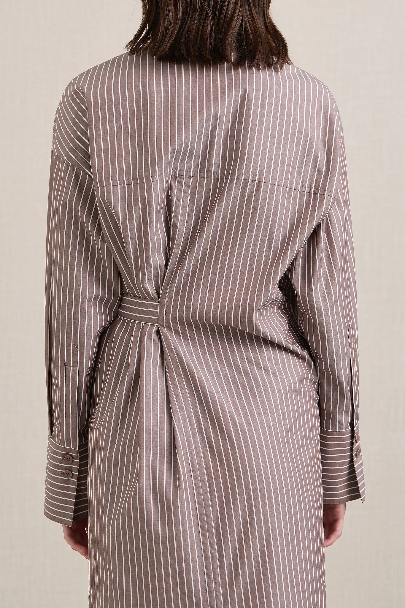 Huxem Dress in Mocha Stripe