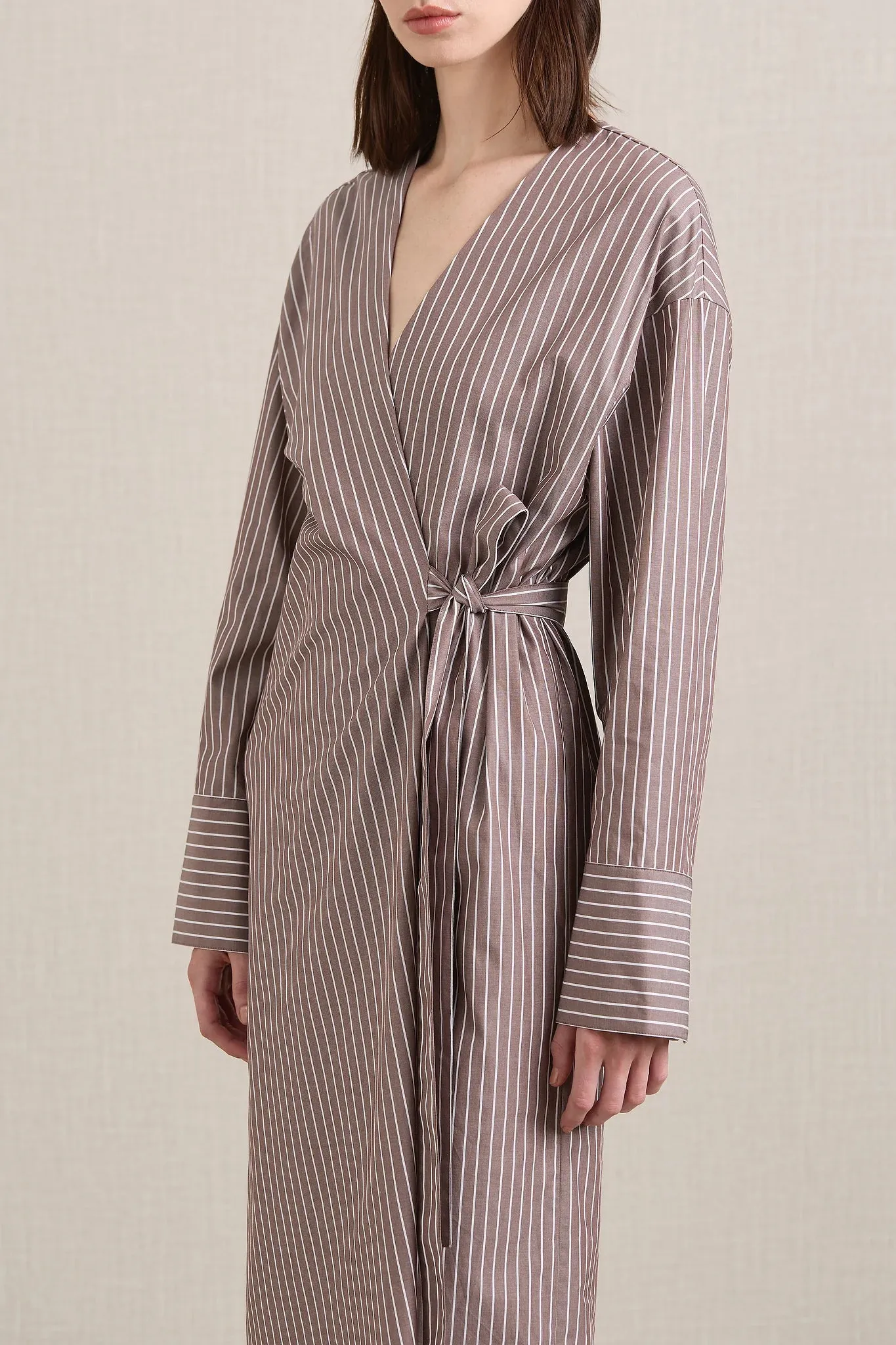 Huxem Dress in Mocha Stripe