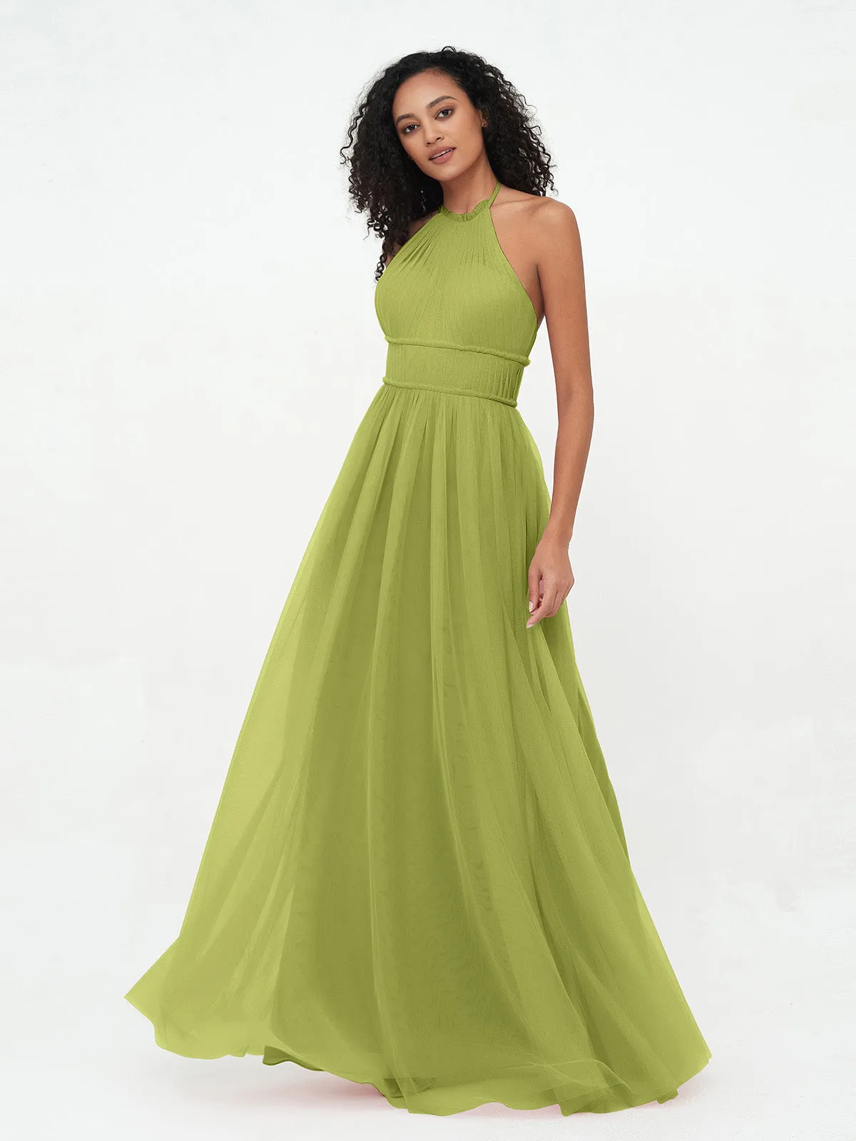 Illusion Halter Tulle Maxi Boho Dresses-Clover