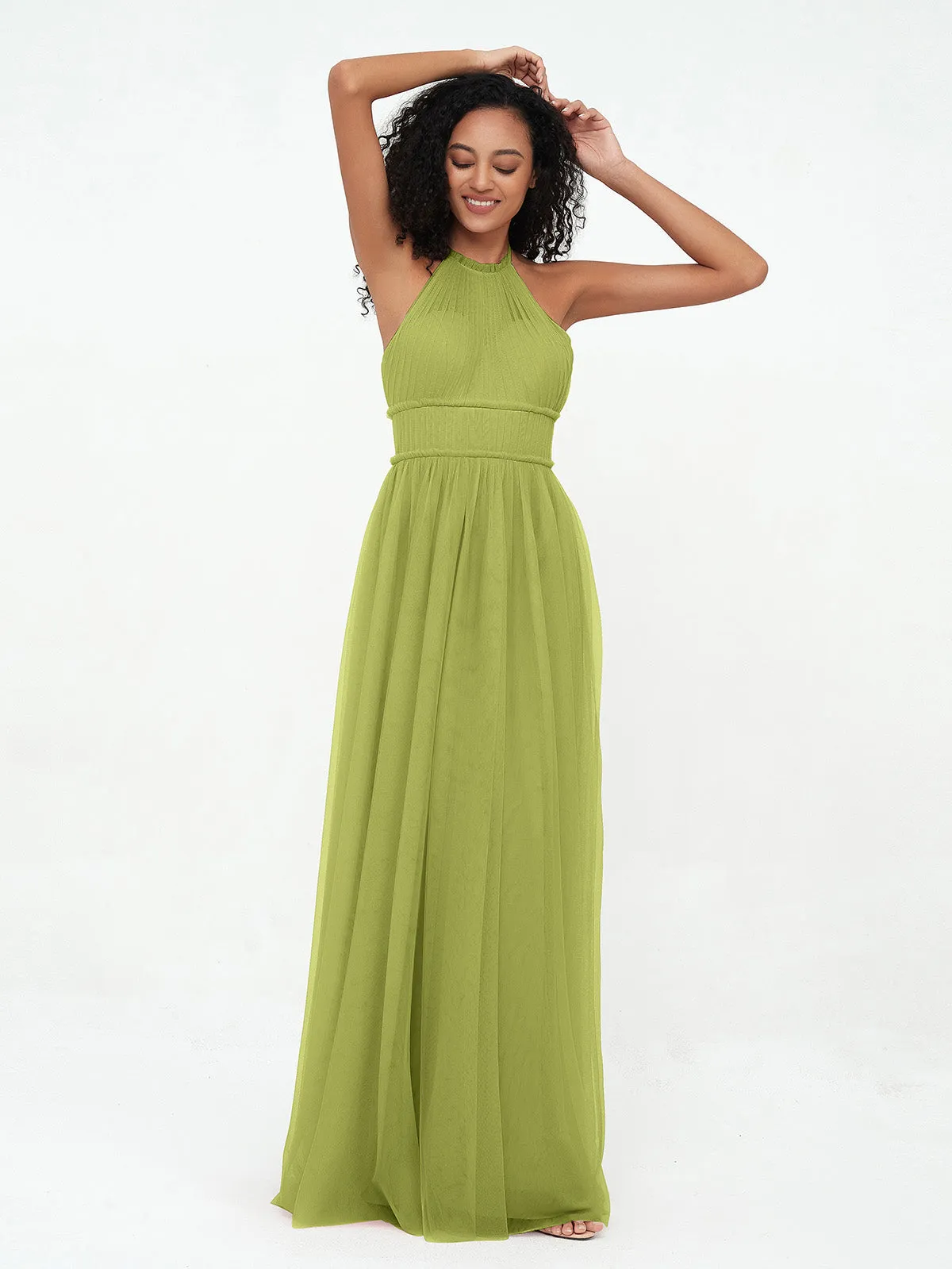 Illusion Halter Tulle Maxi Boho Dresses-Clover