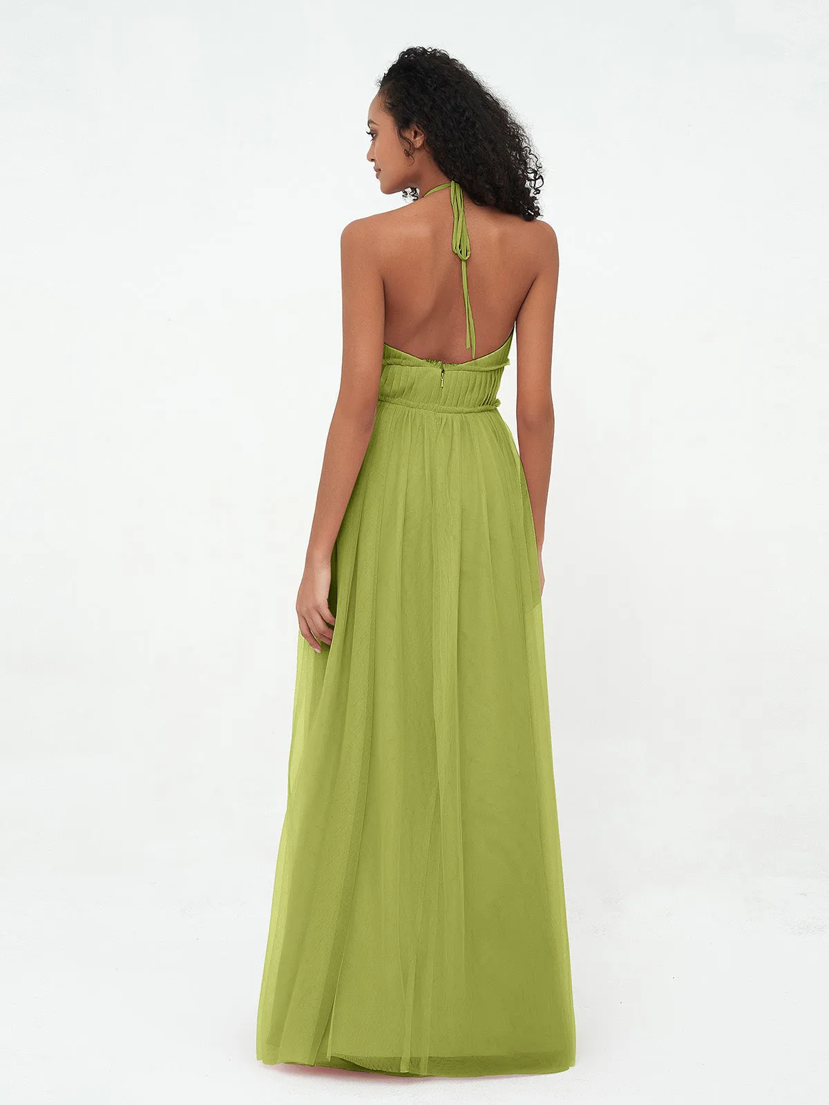 Illusion Halter Tulle Maxi Boho Dresses-Clover