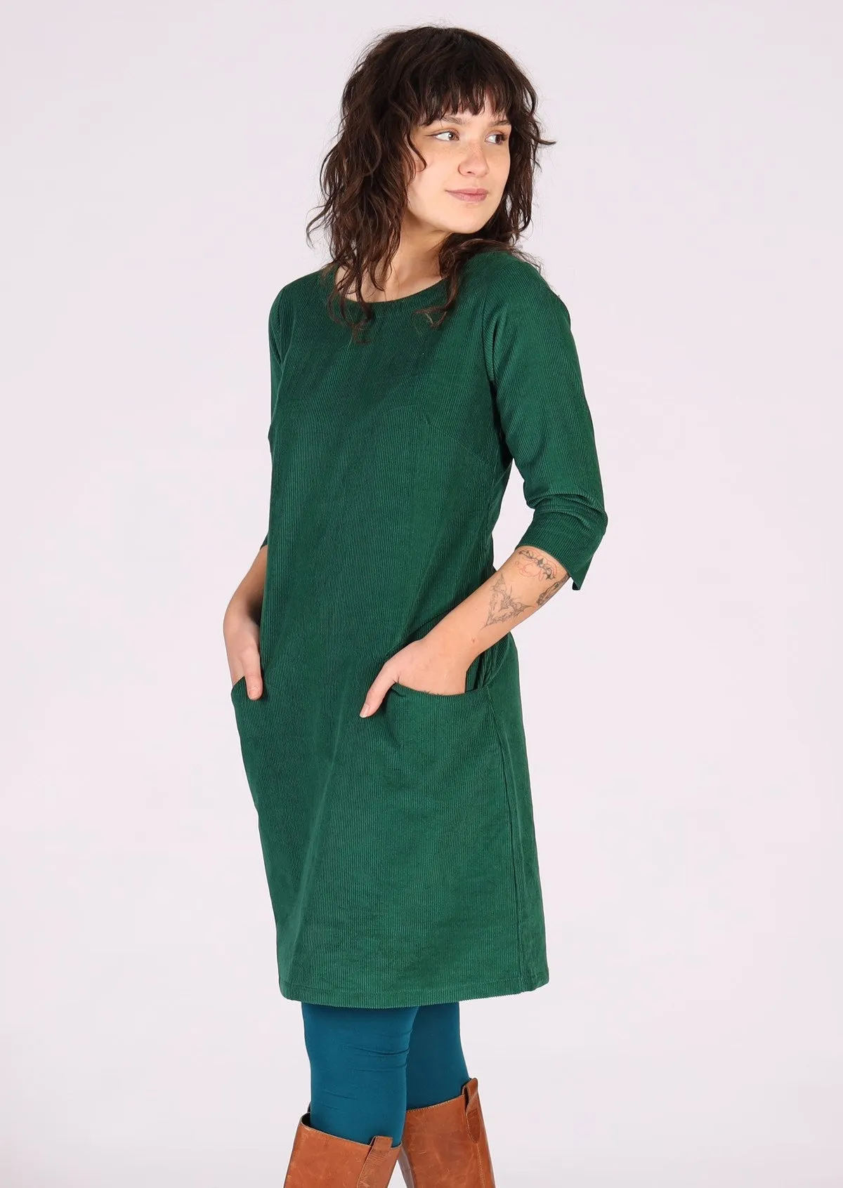 Jamie Corduroy Dress Hunter Green