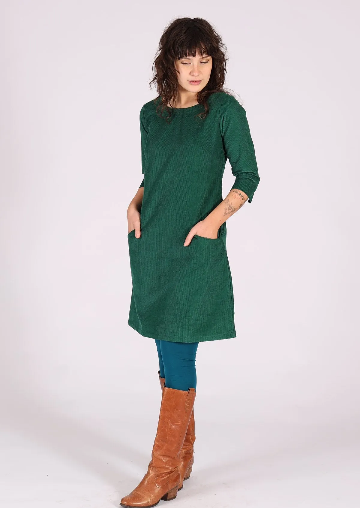 Jamie Corduroy Dress Hunter Green