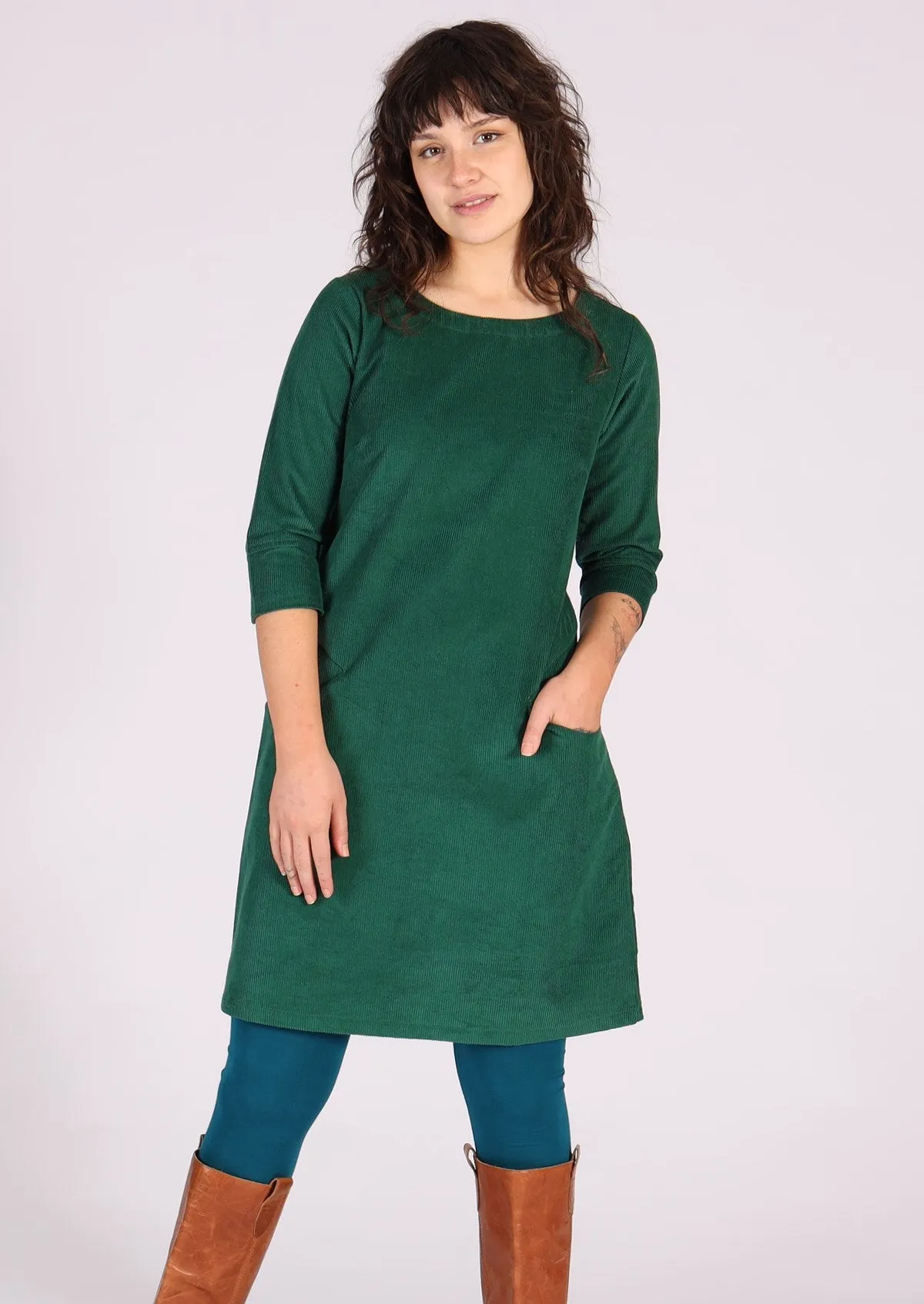 Jamie Corduroy Dress Hunter Green