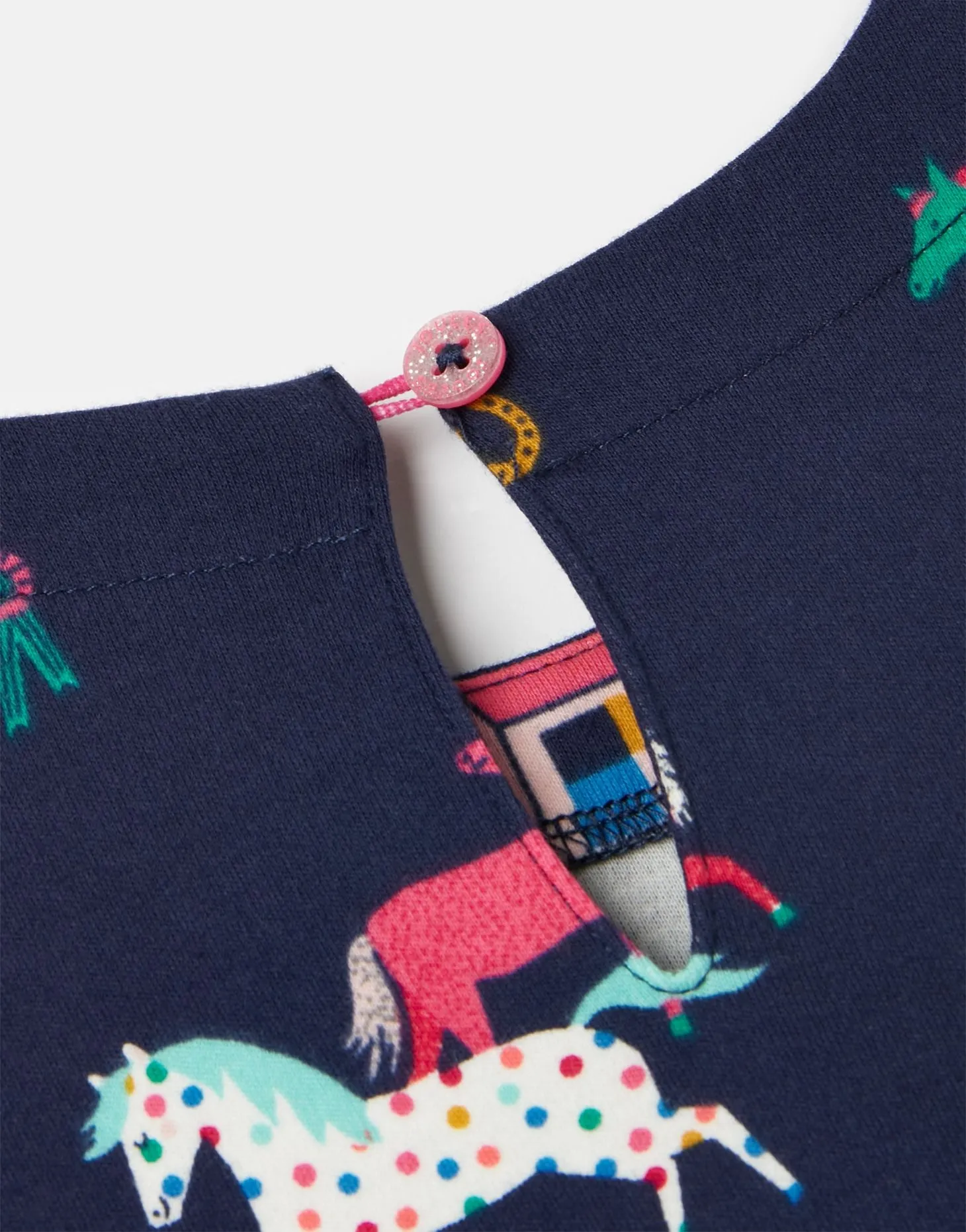 Joules Hampton Long Sleeve Dress Navy Ponies