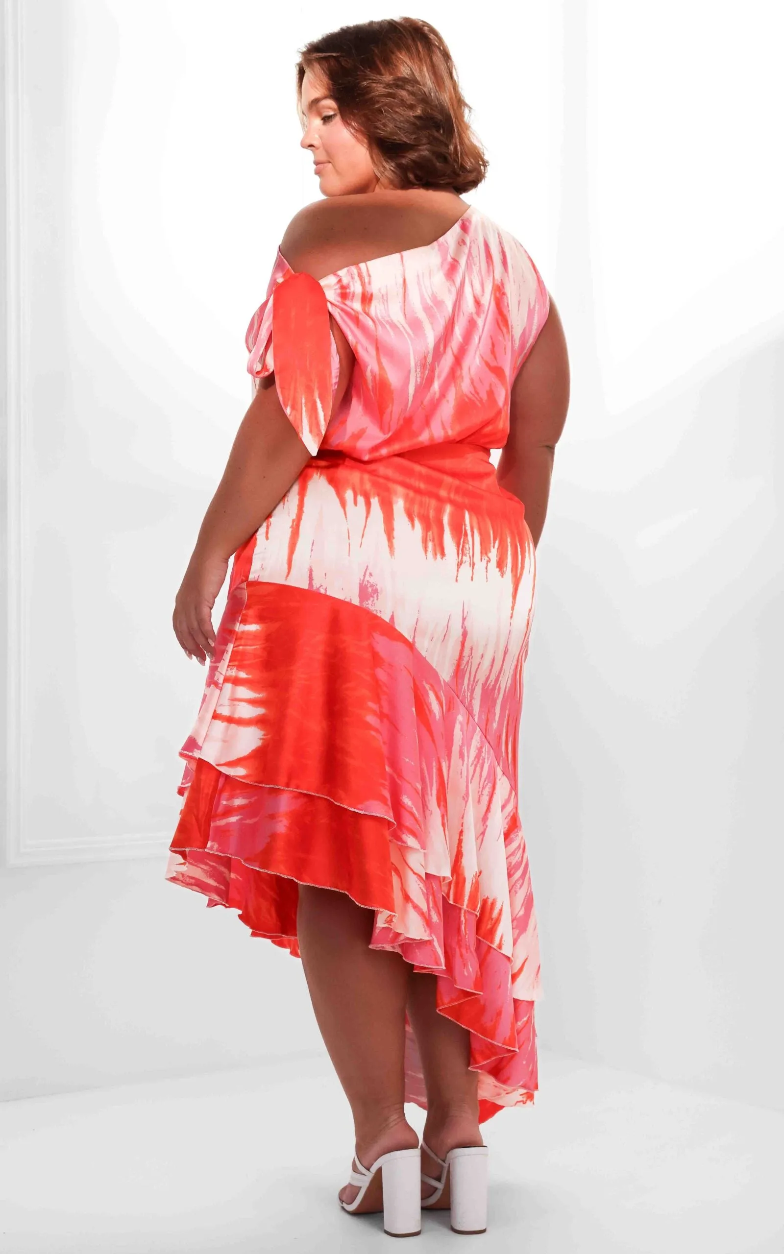 Kayla Maxi Dress - Orange Pink Print