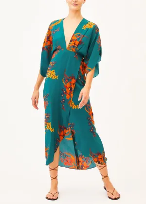 Kelly Green Floral Backless Dress