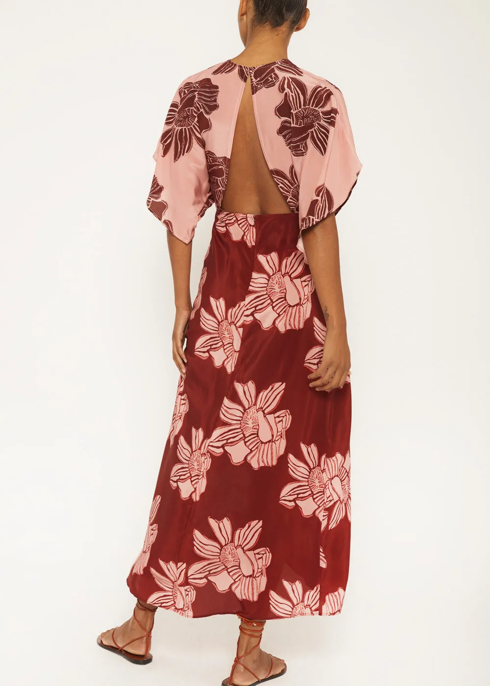 Kelly Pink Floral Backless Maxi Dress