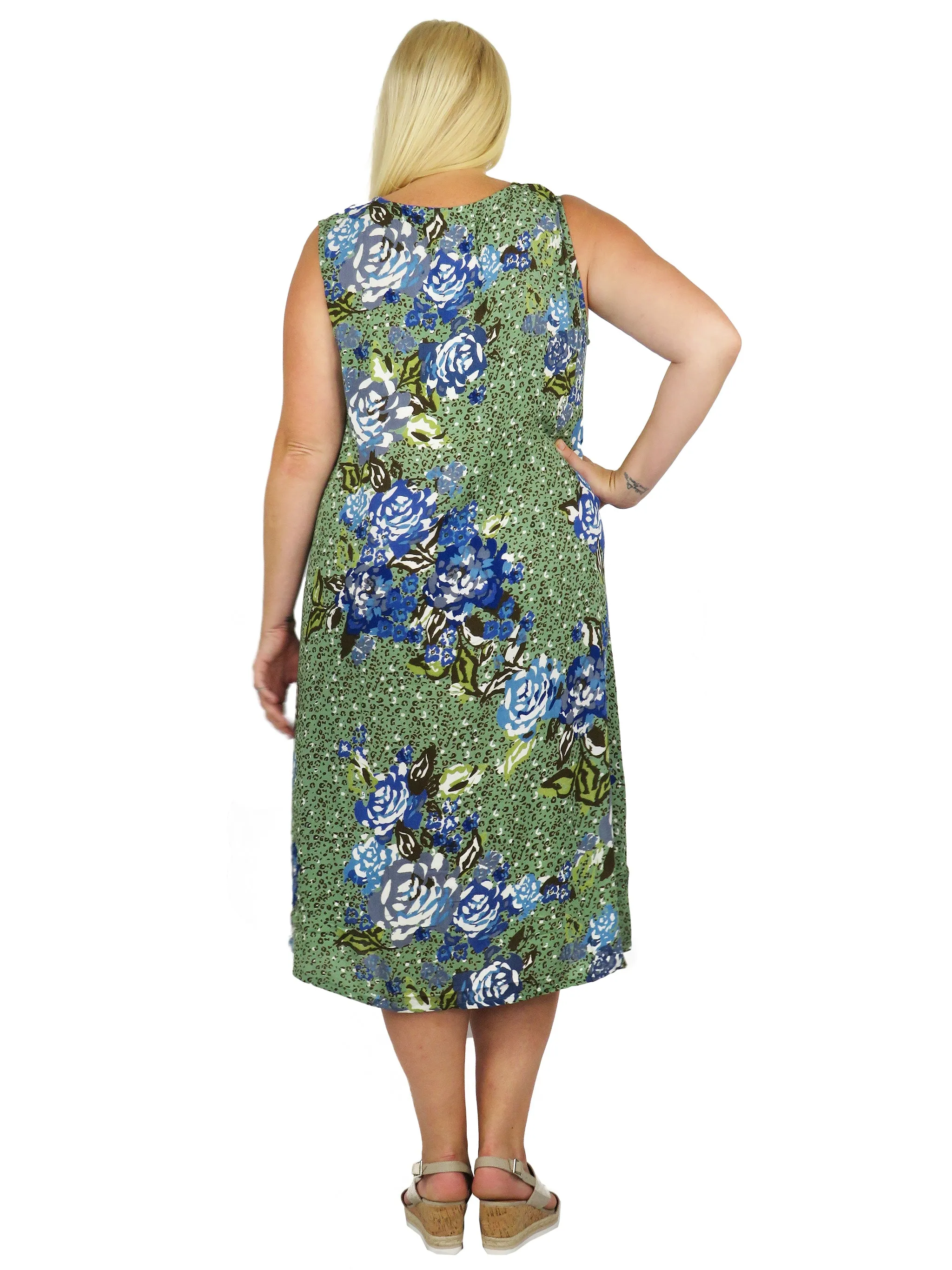 La Cera Sleeveless V-Neck Artistic Floral Dress - Plus Size