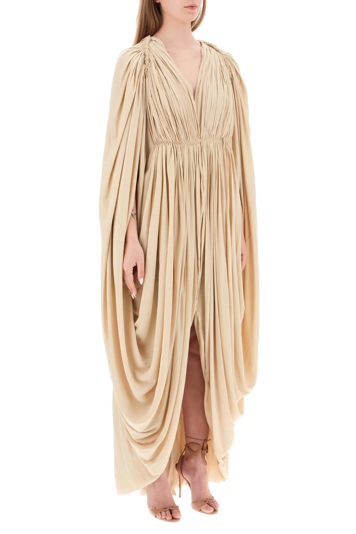 Lanvin charmeuse draped maxi dress