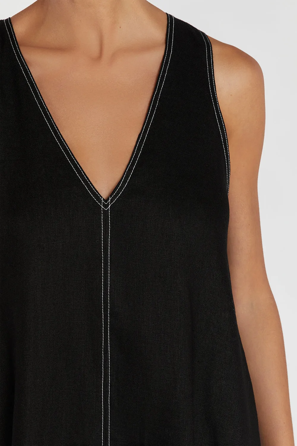 LAURENT BLACK CARGO LINEN DRESS