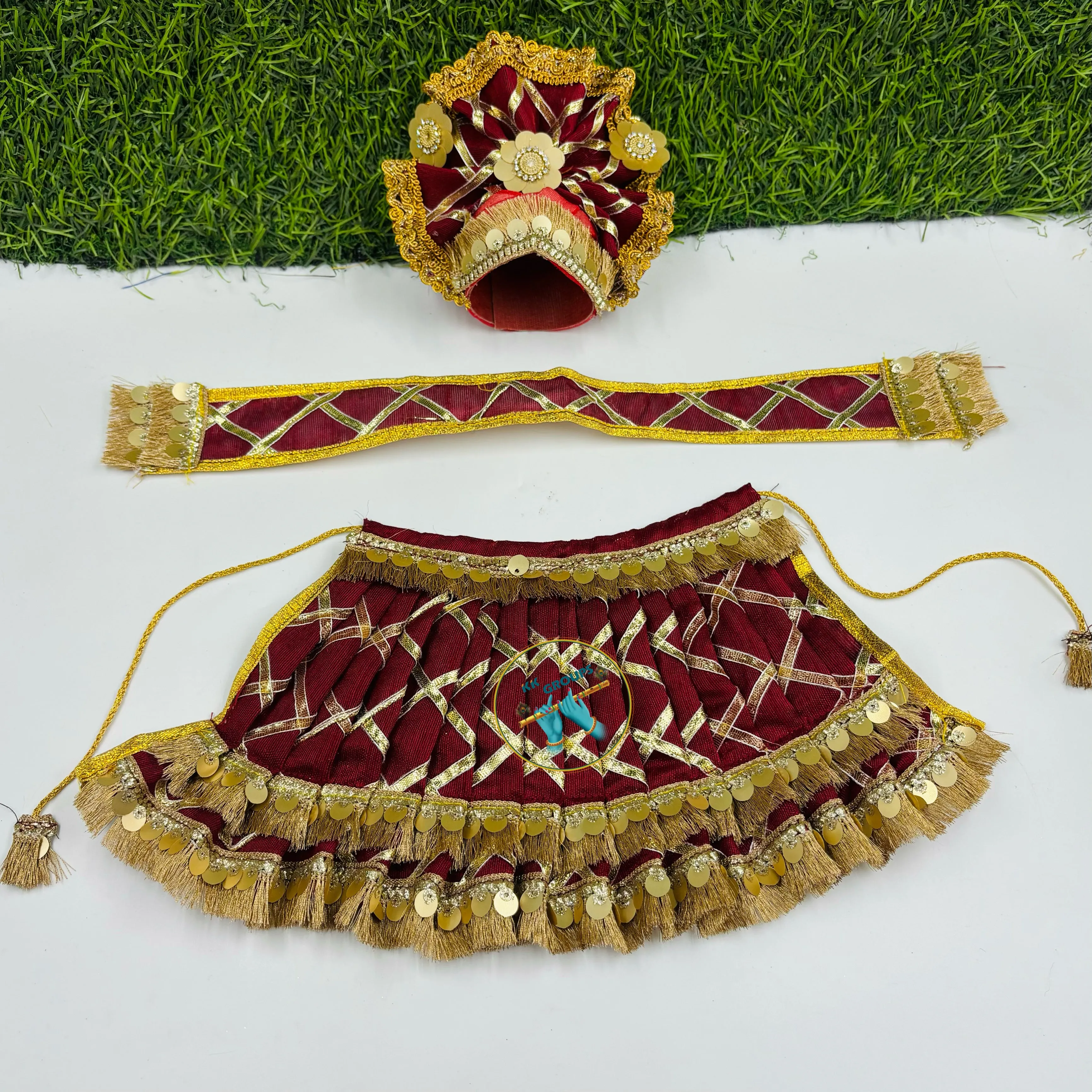 Mehroon Gotapatti Khatu Shyam Ji Dress