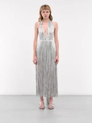 Metallic Fringe Midi Dress (DR0092FA01-SILVER)