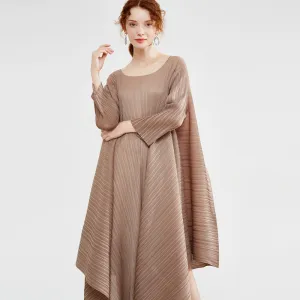 Miyake Pleated Tie-Back Irregular Hem Dress