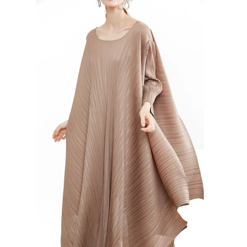 Miyake Pleated Tie-Back Irregular Hem Dress