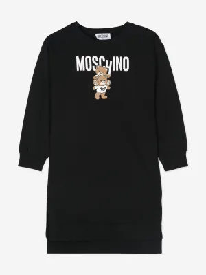 Moschino Girls Bear Logo Sweater Dress in Black