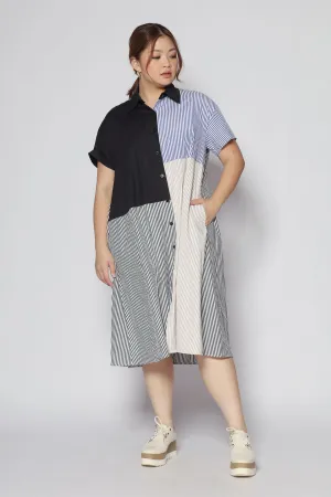 Oasis Stripes Colourblock Shirt Dress