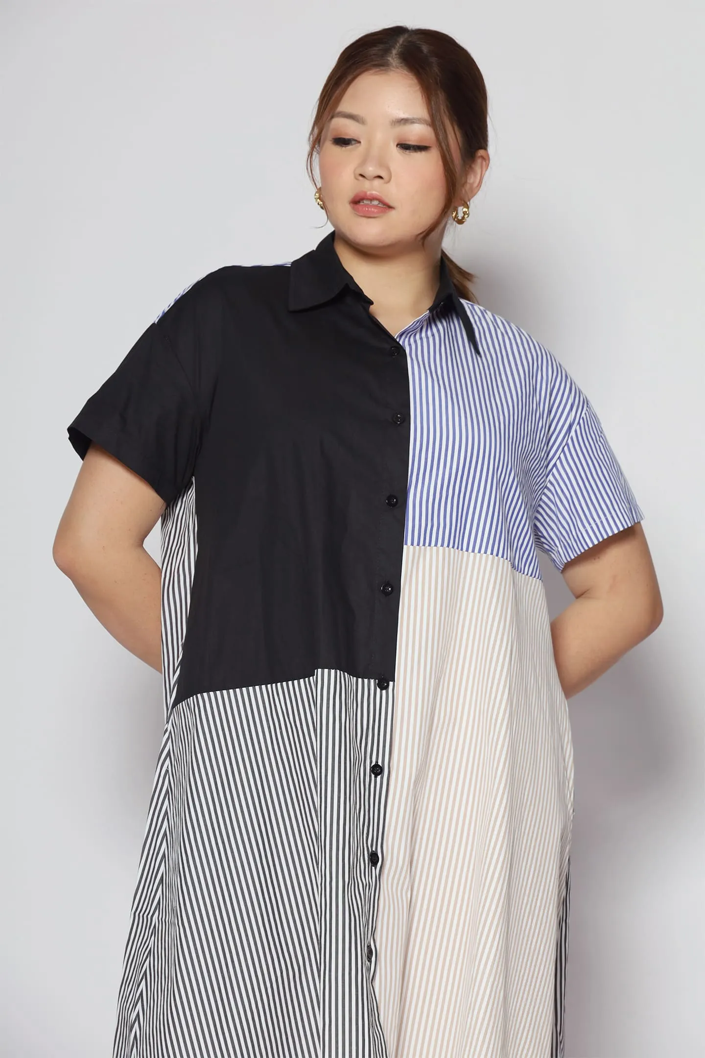 Oasis Stripes Colourblock Shirt Dress