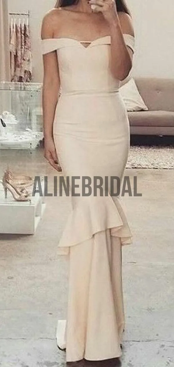 Off Shoulder Elegant Mermaid Charming Long Bridesmaid Dresses, AB4026